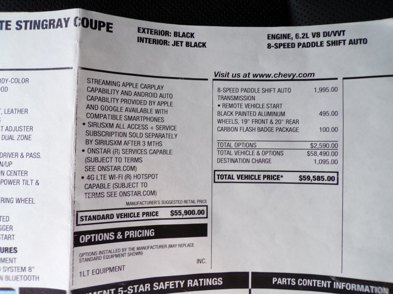 Chevrolet Corvette 2dr Stingray Cpe w/1LT 2019