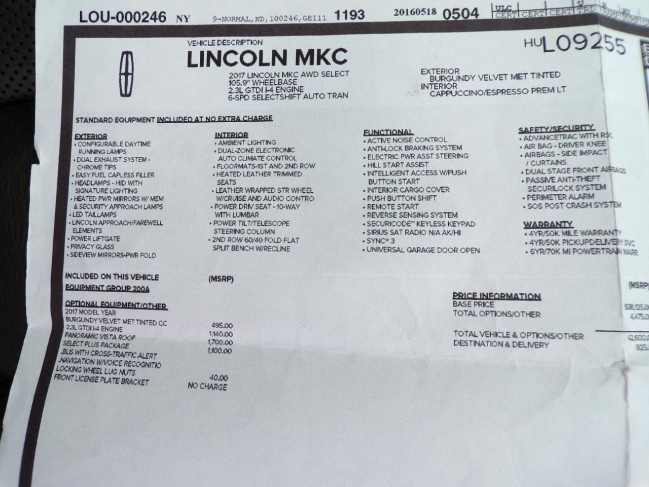 Lincoln MKC Select AWD 2017