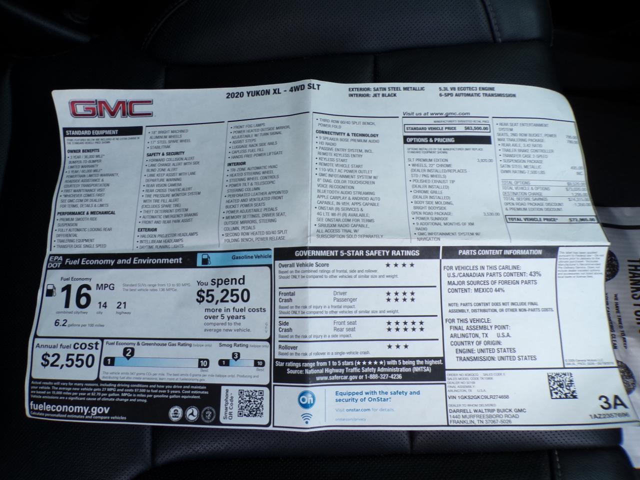 GMC Yukon XL 4WD 4dr SLT 2020