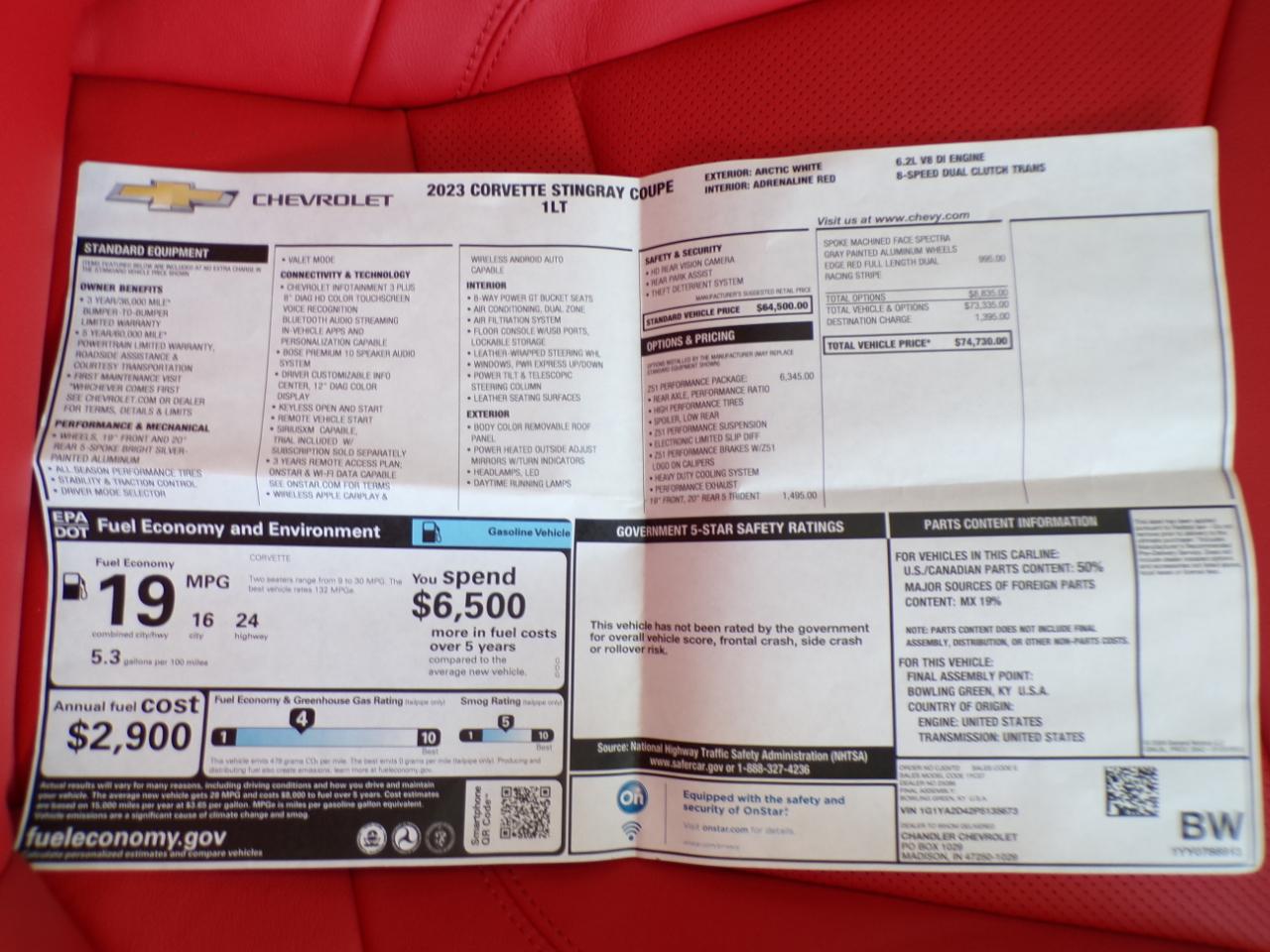 Chevrolet Corvette 2dr Stingray Cpe w/1LT 2023