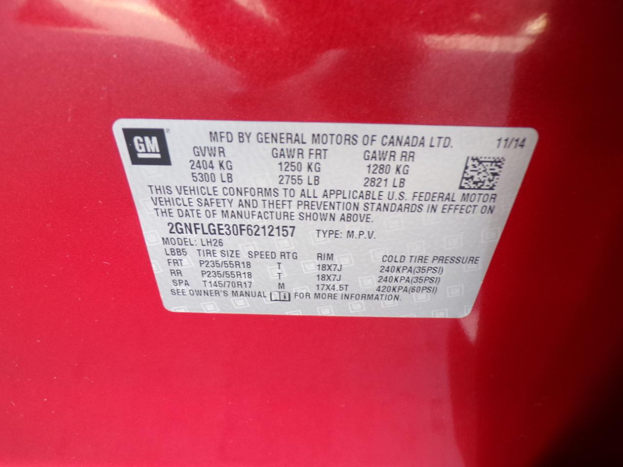 Chevrolet Equinox AWD 4dr LT w/2LT 2015