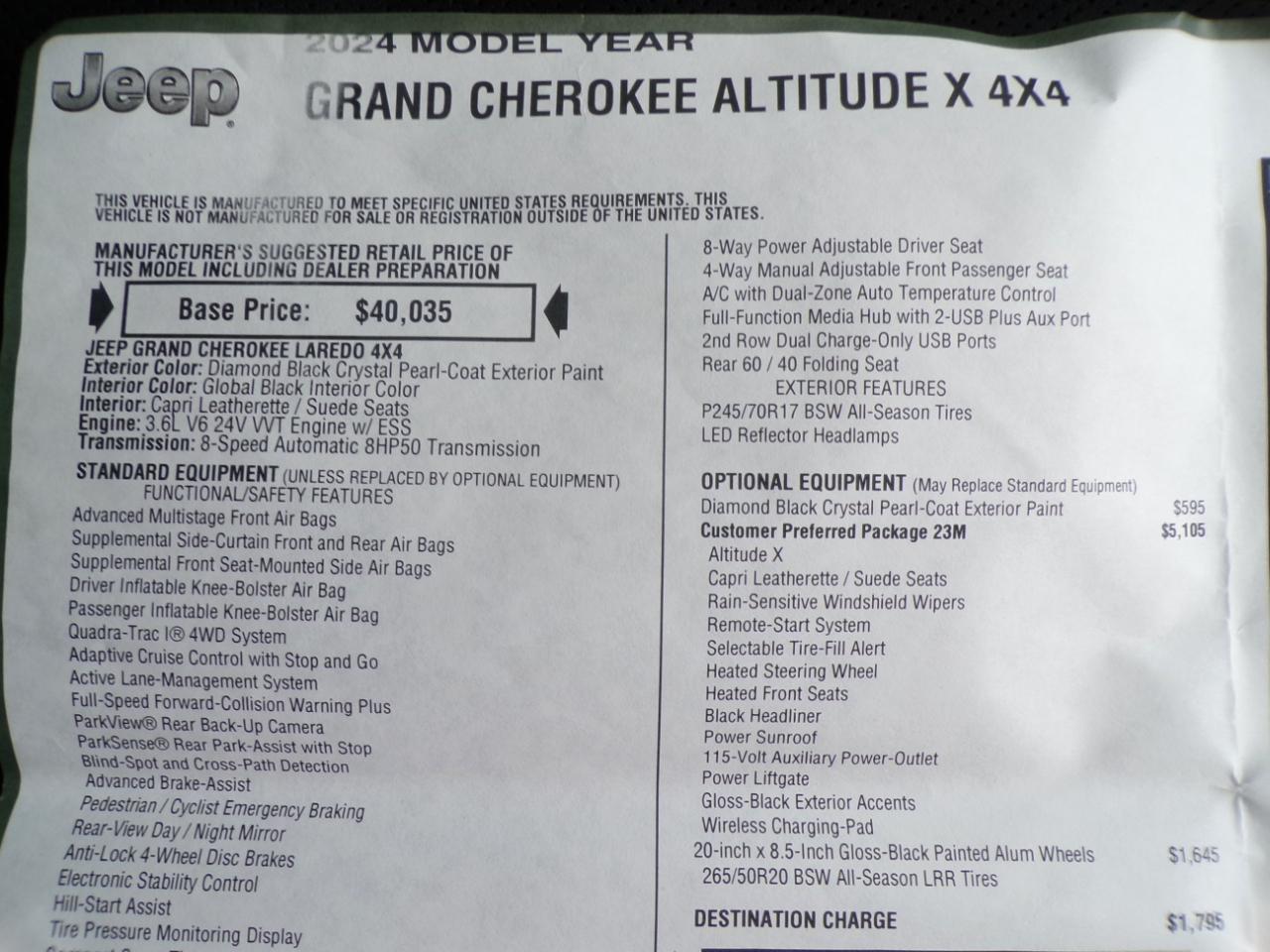 Jeep Grand Cherokee Altitude X 4x4 2024