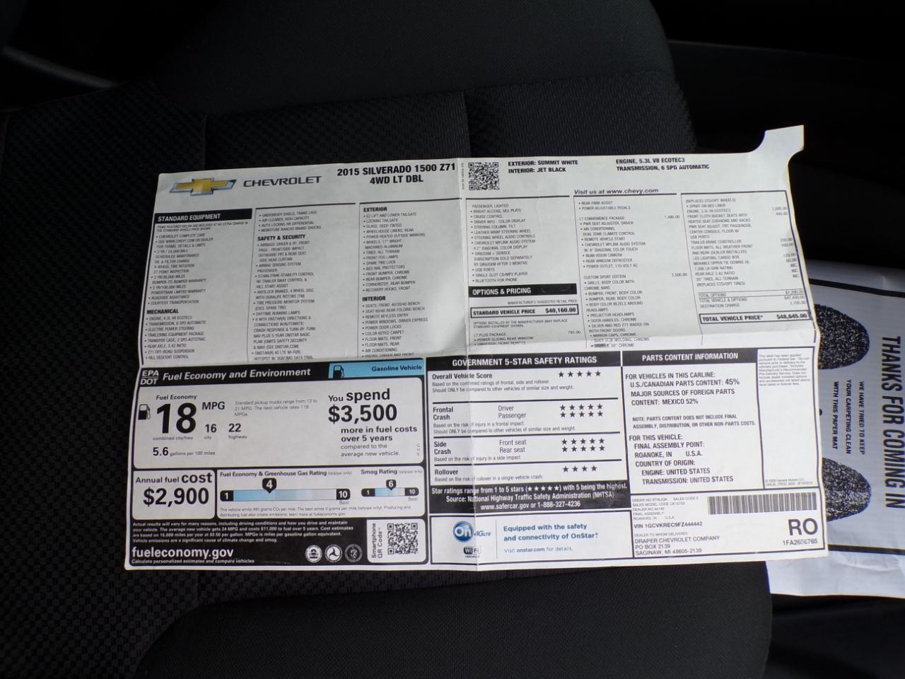 Chevrolet Silverado 1500 4WD Double Cab 143.5" LT w/2LT 2015