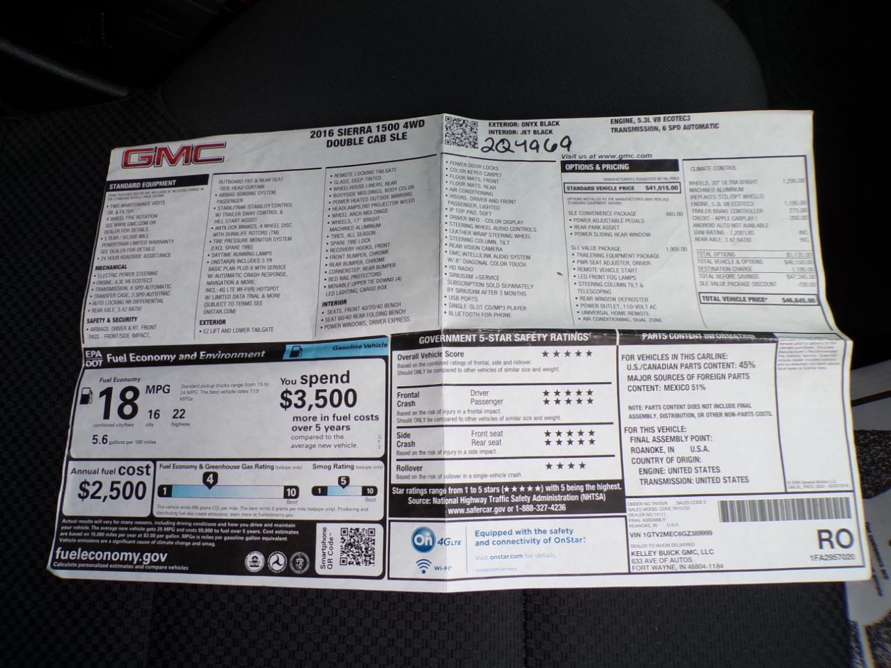GMC Sierra 1500 4WD Double Cab 143.5" SLE 2016
