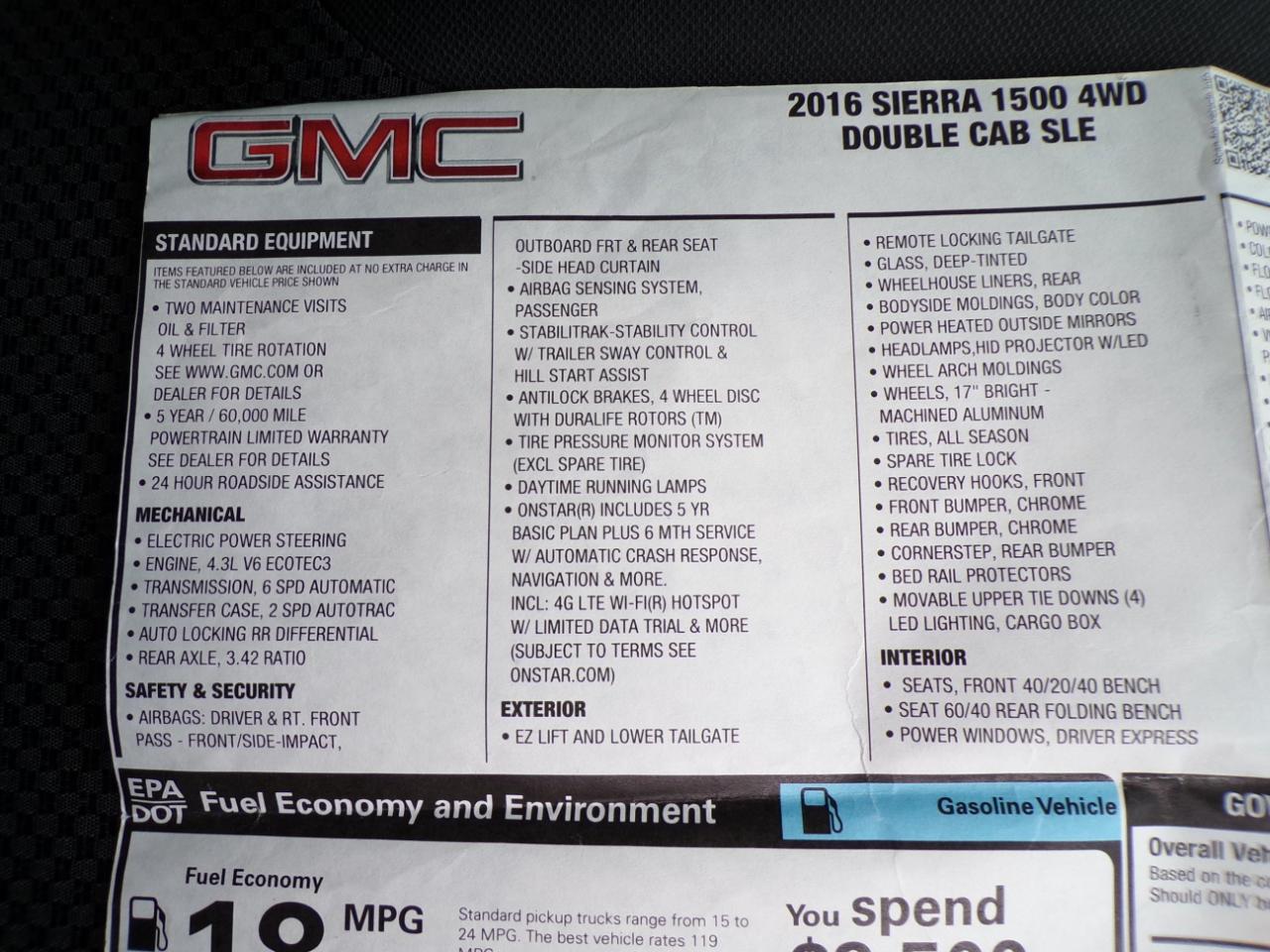 GMC Sierra 1500 4WD Double Cab 143.5" SLE 2016