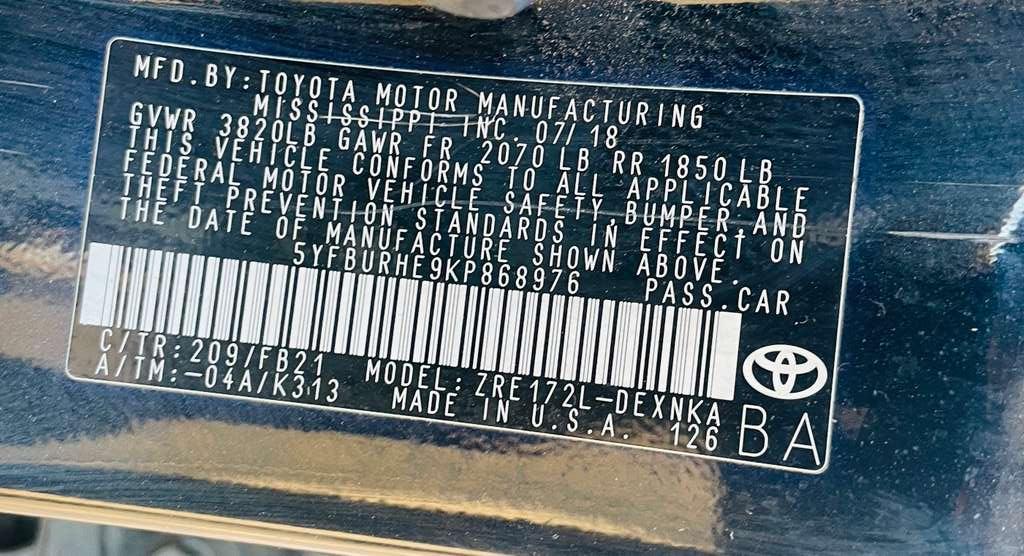 Toyota Corolla LE 2019