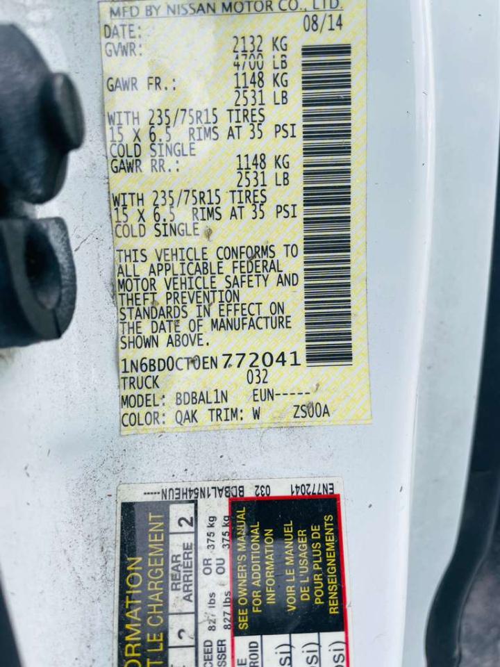 Nissan Frontier SV King Cab I4 5MT 2WD 2014