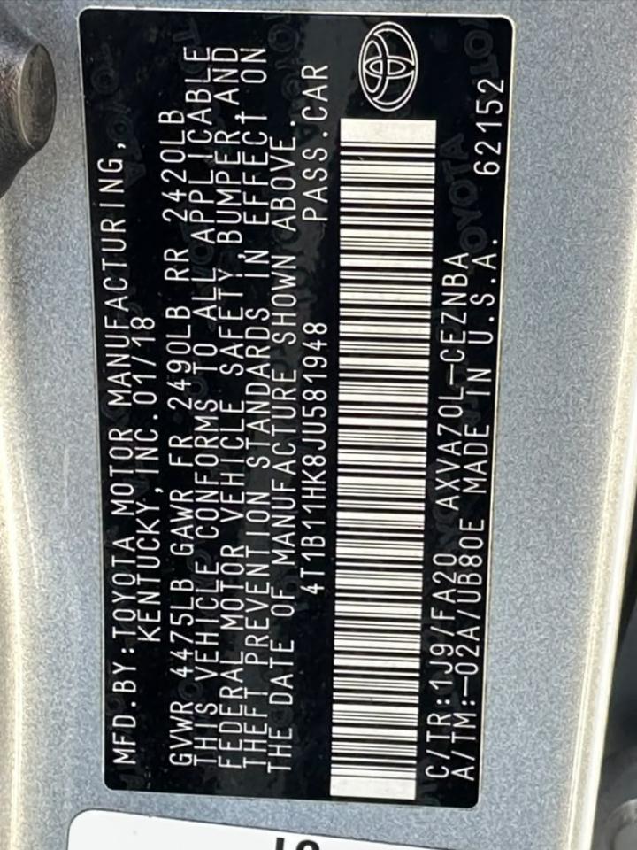 Toyota Camry LE 2018