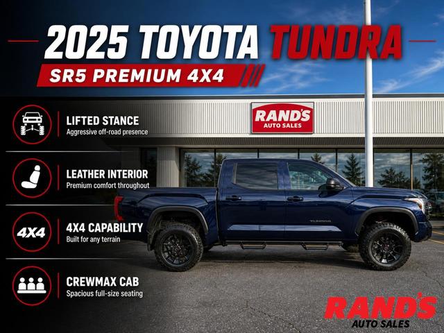 Blue 2025 Toyota Tundra SR5 CrewMax Cab 4WD Pickup Truck Four-Wheel Drive Automatic