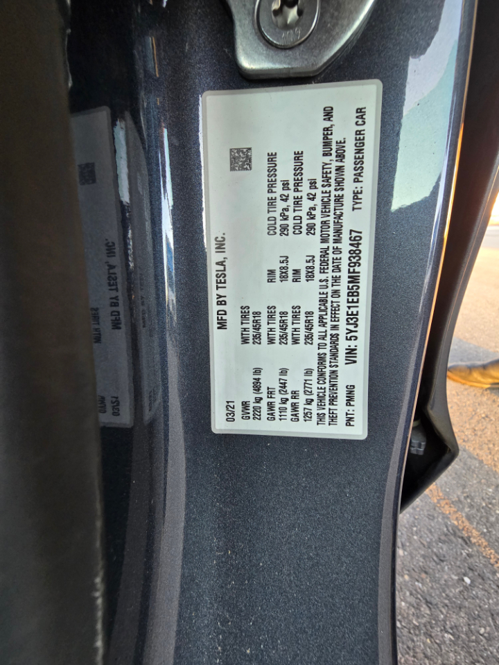 Tesla Model 3 Long Range 4D Sedan AWD 2021