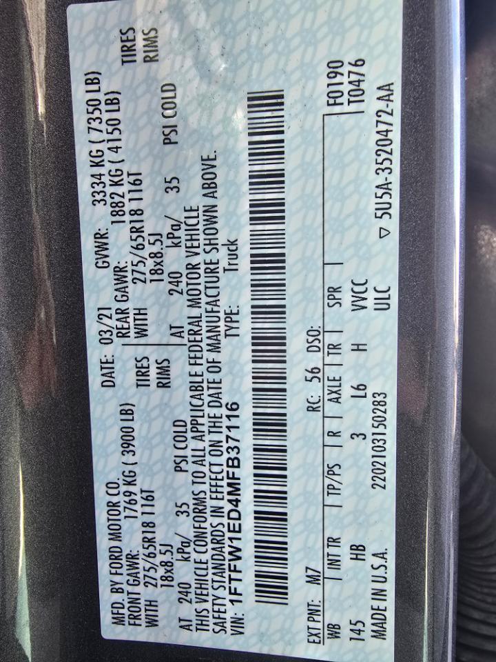 Ford F-150 Lariat SuperCrew 5.5-ft. Bed 4WD 2021