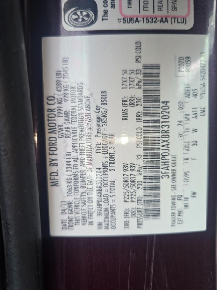 Ford Fusion I4 SEL 2011