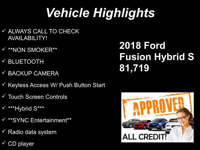 Ford Fusion Hybrid S 2018