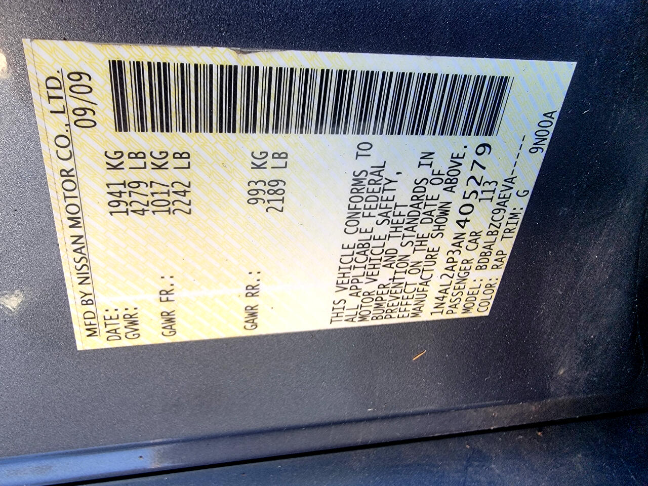 Nissan Altima 2.5 S 2010 Nissan Altima 2.5 S 2010