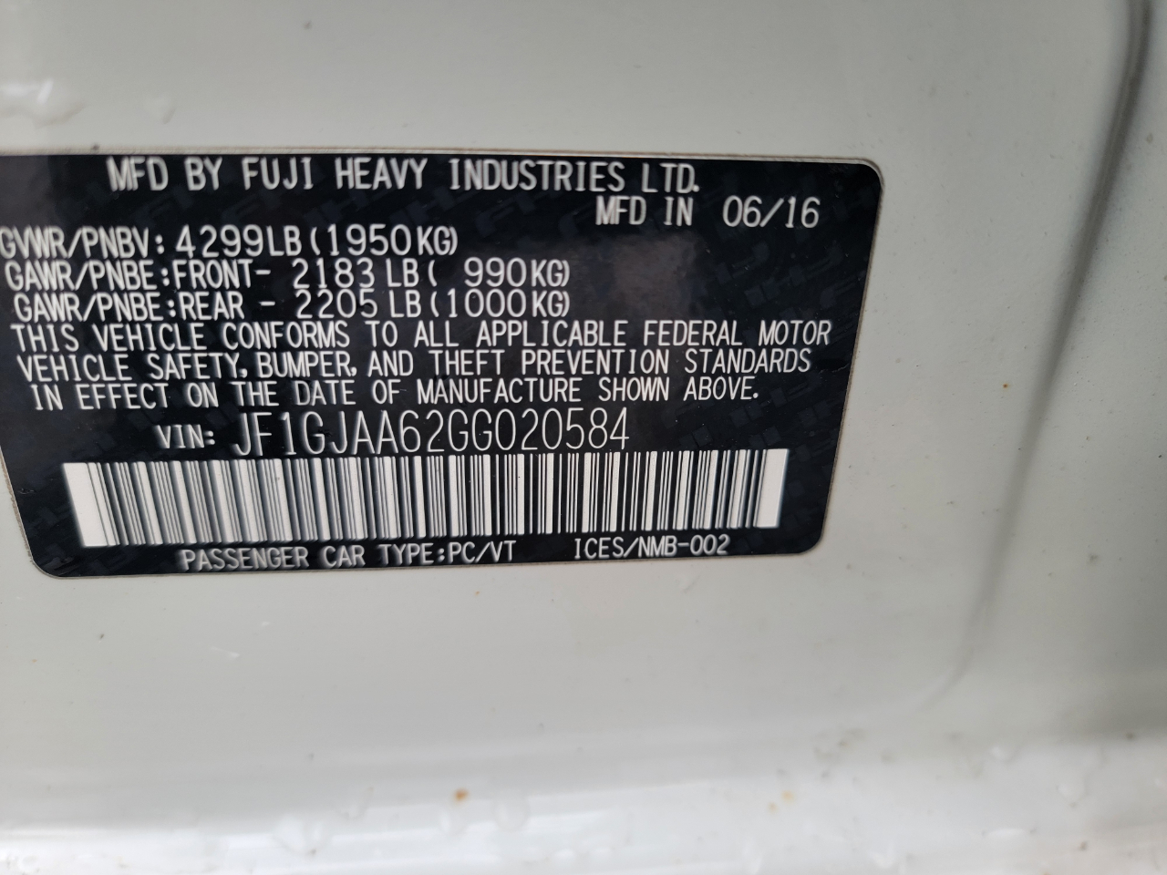 Subaru Impreza 2.0i PZEV 5M 4-Door 2016