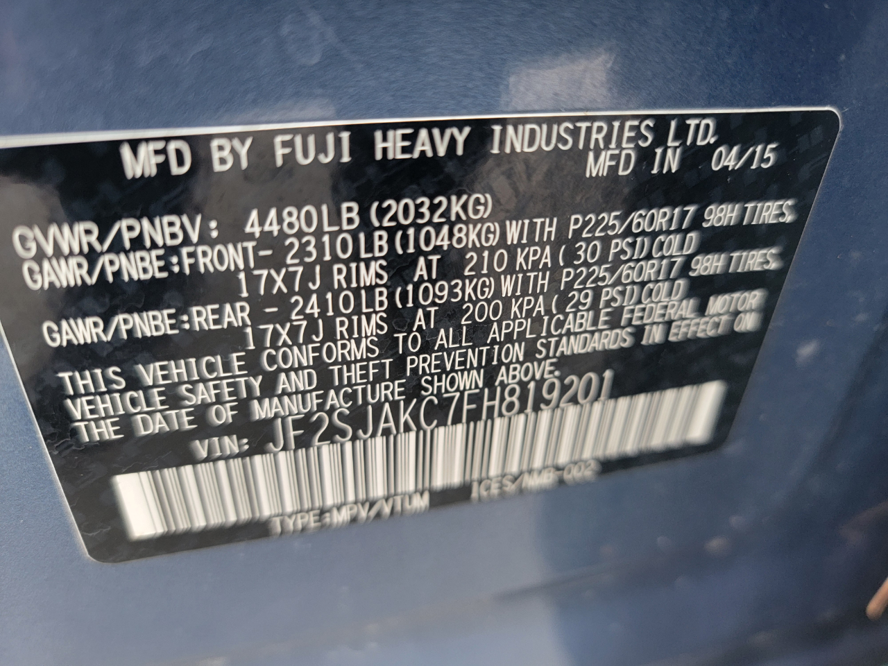 Subaru Forester 2.5i Limited 2015