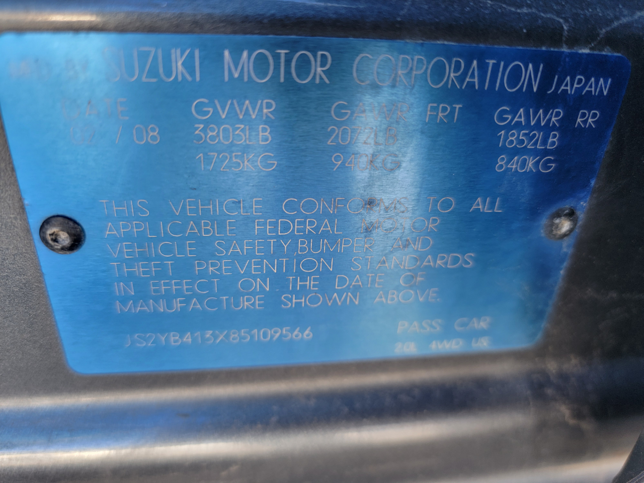 Suzuki SX4 Crossover Convenience AWD 2008