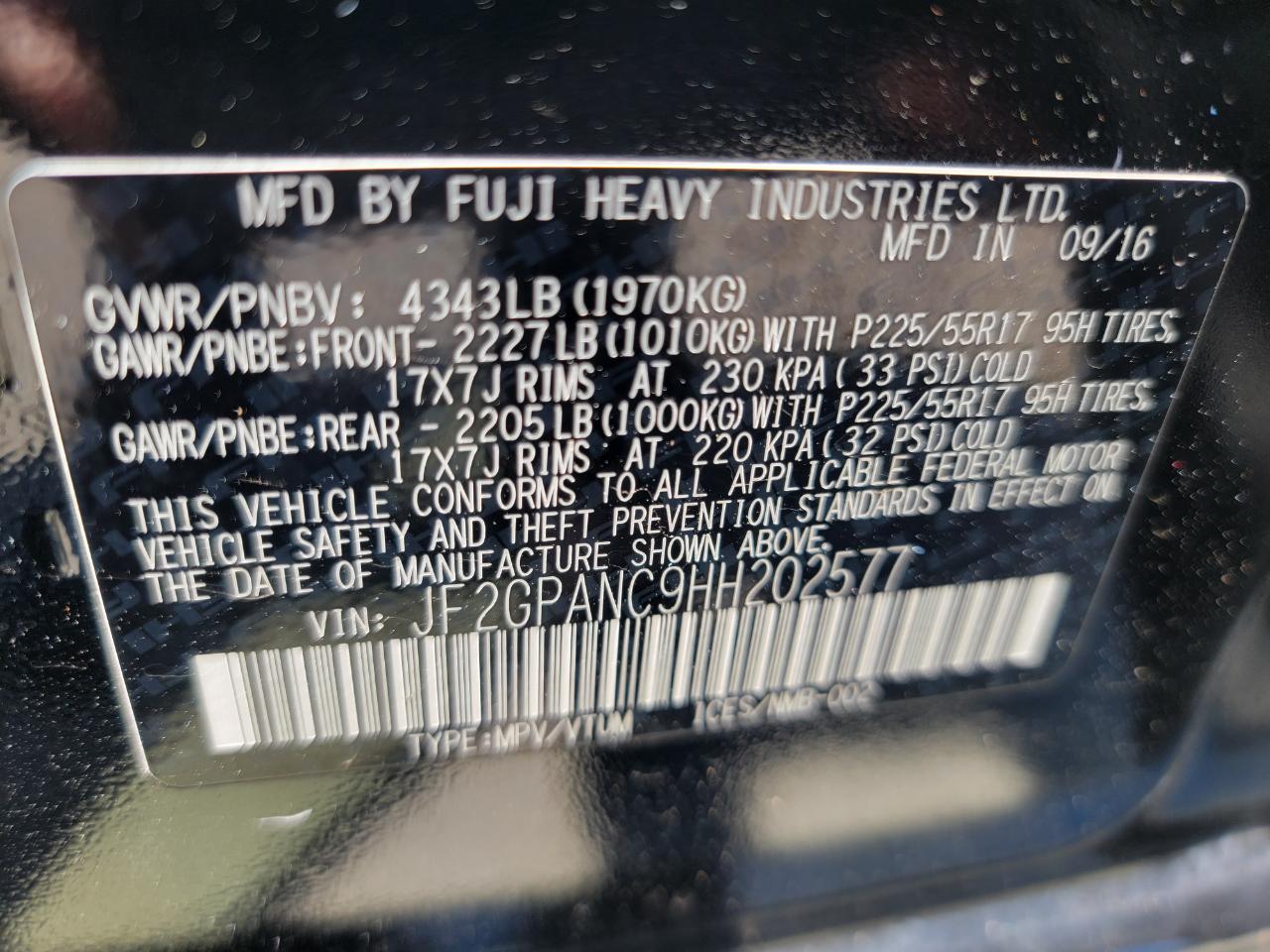 Subaru Crosstrek 2.0i Limited PZEV CVT 2017