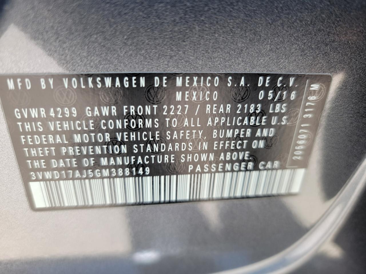 Volkswagen Jetta SE 6A 2016