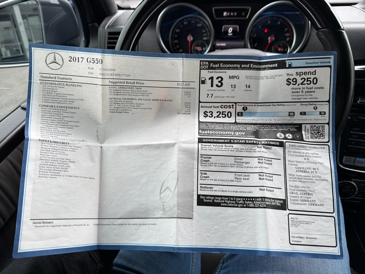 Mercedes-Benz G-Class G 550 4MATIC SUV 2017