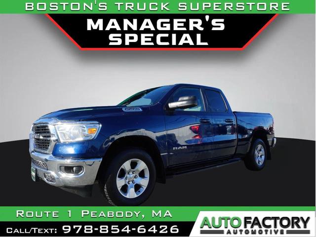 Blue 2021 RAM 1500 Big Horn Quad Cab 4WD Pickup Truck Four-Wheel Drive Automatic