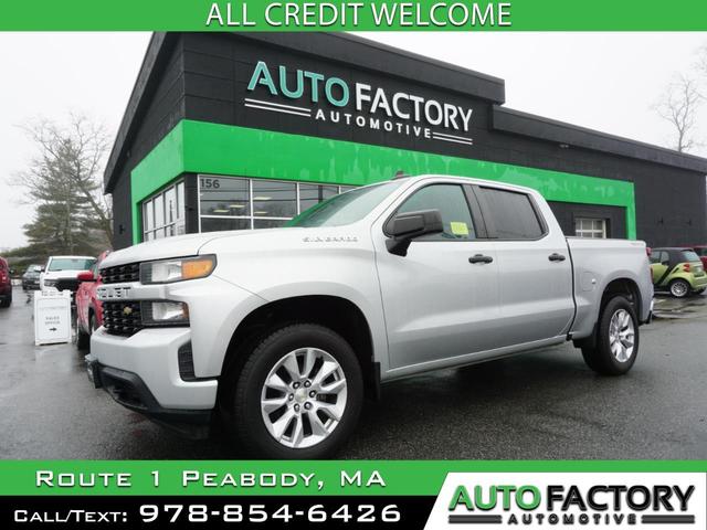 Silver 2021 Chevrolet Silverado 1500 Custom Crew Cab 4WD Pickup Truck Four-Wheel Drive Automatic