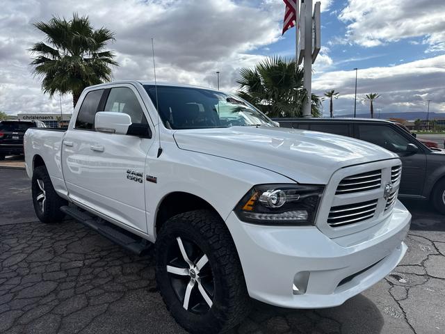 White 2015 RAM 1500 Sport Quad Cab 4WD Pickup Truck Four-Wheel Drive Automatic