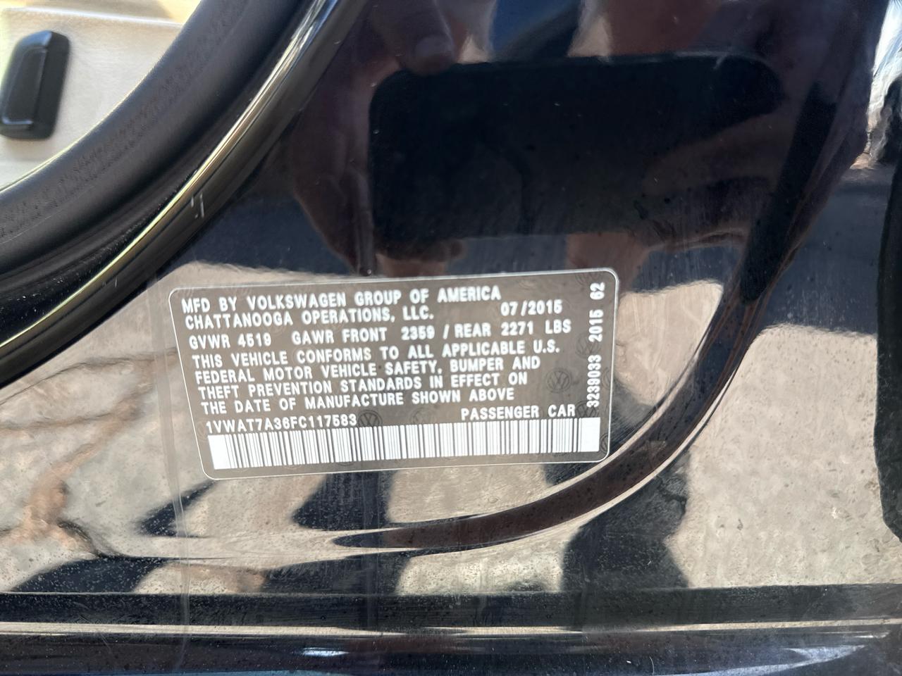 Volkswagen Passat S 4D Sedan 1.8T 2015