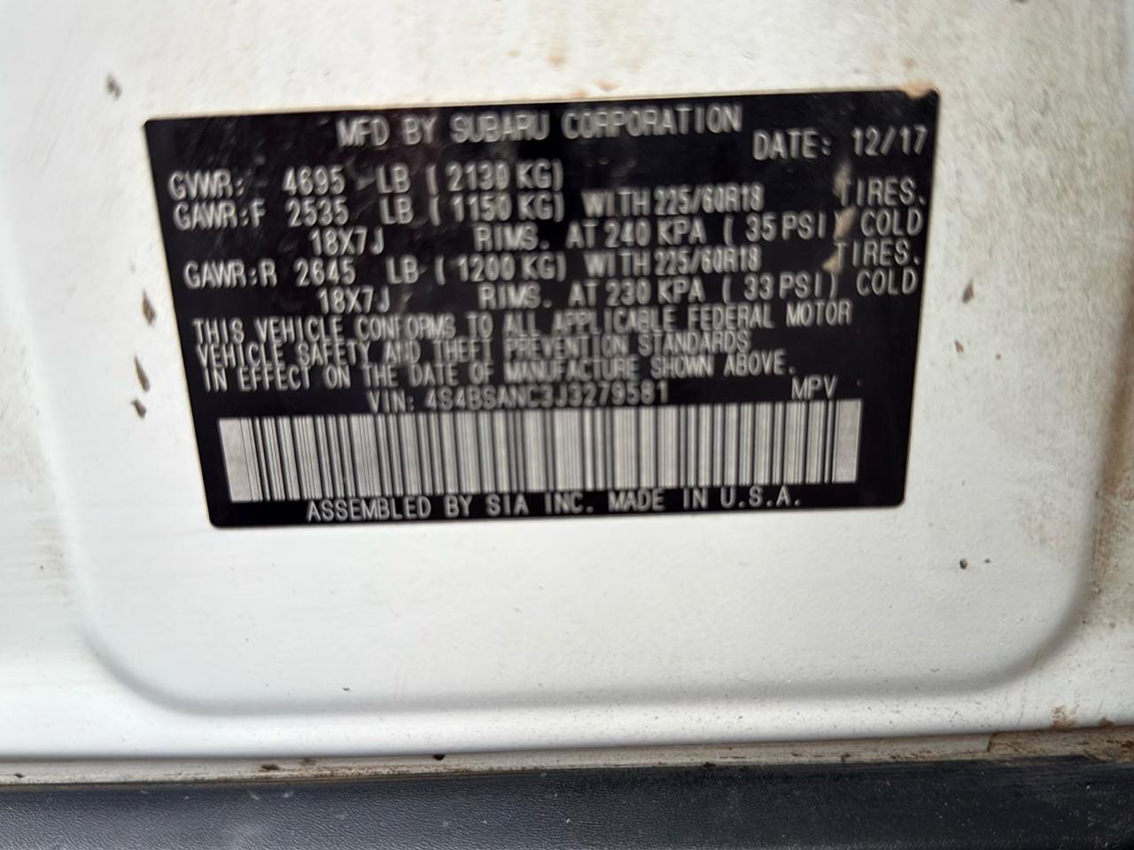 Subaru Outback 2.5i Limited 2018