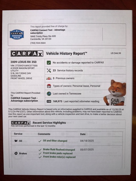 Lexus RX 350 FWD 2009