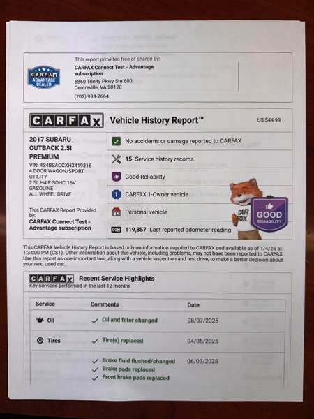 Subaru Outback 2.5i Premium 2017