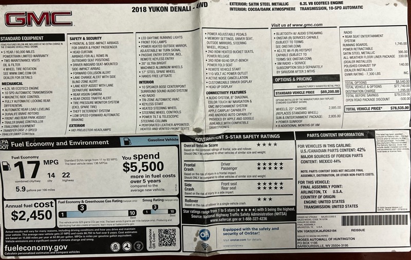 GMC Yukon Denali 4WD 2018