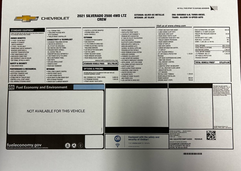 Chevrolet Silverado 2500HD LTZ Crew Cab Short Box 4WD 2021