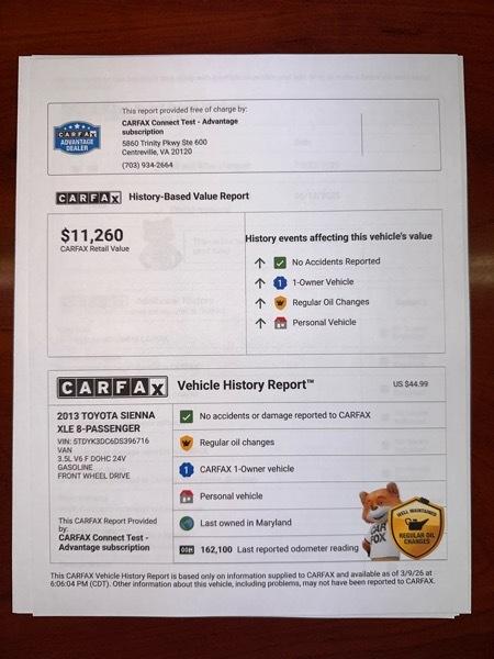 Toyota Sienna XLE FWD 8-Passenger V6 2013