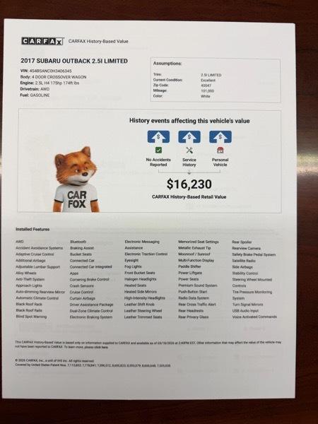 Subaru Outback 2.5i Limited 2017