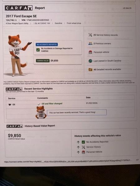 Ford Escape SE FWD 2017