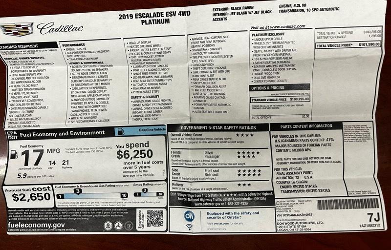 Cadillac Escalade ESV Platinum 4WD 2019