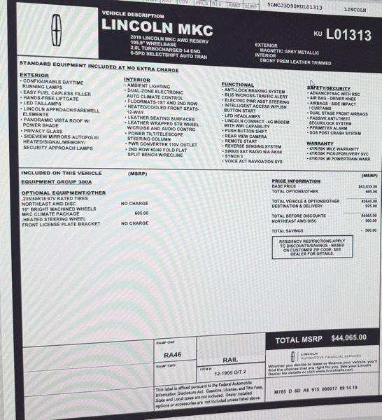 Lincoln MKC Reserve AWD 2019