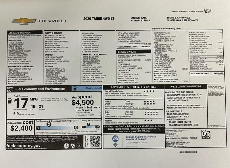 Chevrolet Tahoe LT 4WD 2020