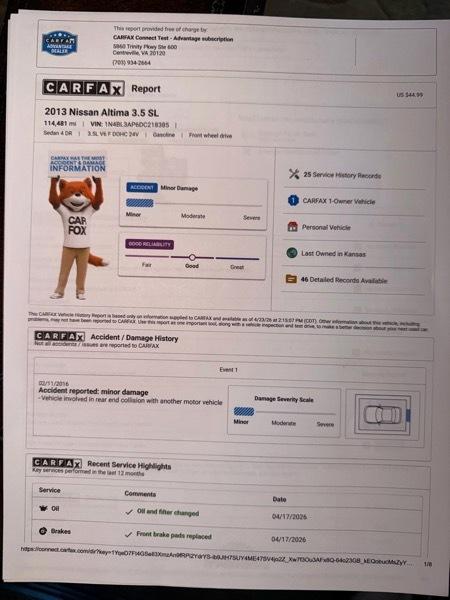 Nissan Altima 3.5 SL 2013