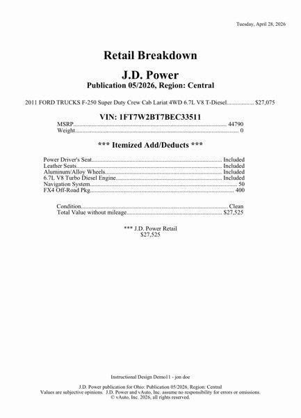 Ford F-250 SD Lariat Crew Cab Short Bed 4WD 2011