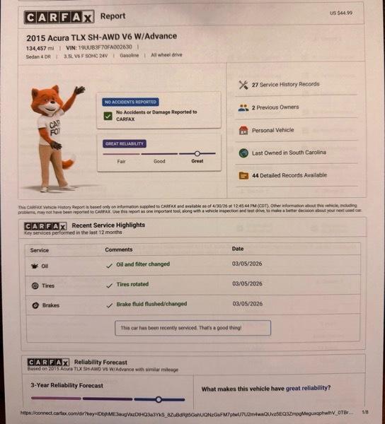 Acura TLX SH-AWD w/Advance Package 2015