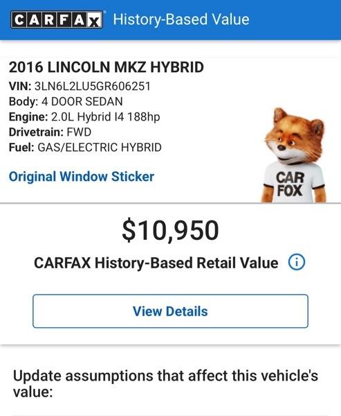 Lincoln MKZ Hybrid Sedan 2016