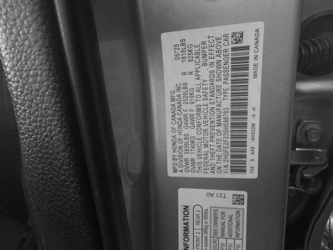 Honda Civic LX Sedan CVT 2025