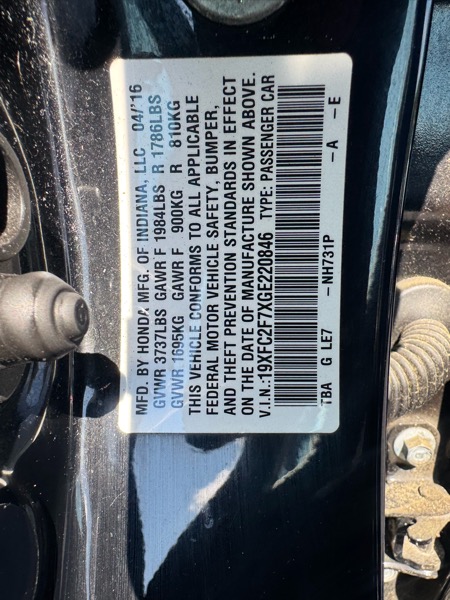 Honda Civic EX Sedan CVT 2016 Honda Civic EX Sedan CVT 2016