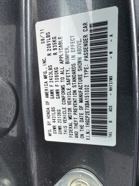 Honda Accord EX sedan 2011 Honda Accord EX sedan 2011