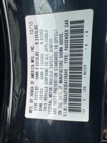 Honda Accord EX-L Sedan CVT 2014