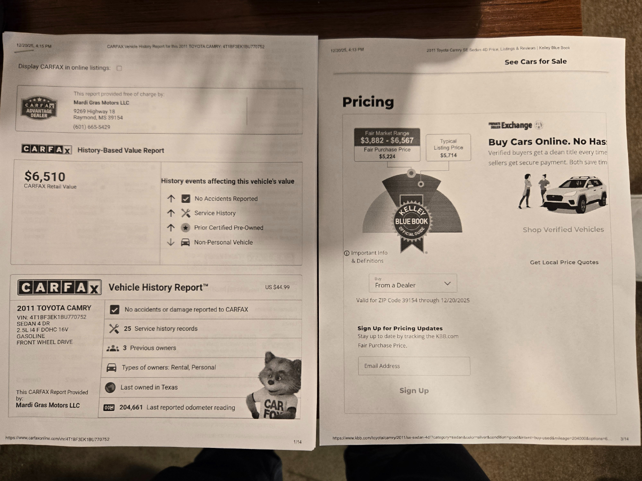 Toyota Camry SE 6-Spd AT 2011