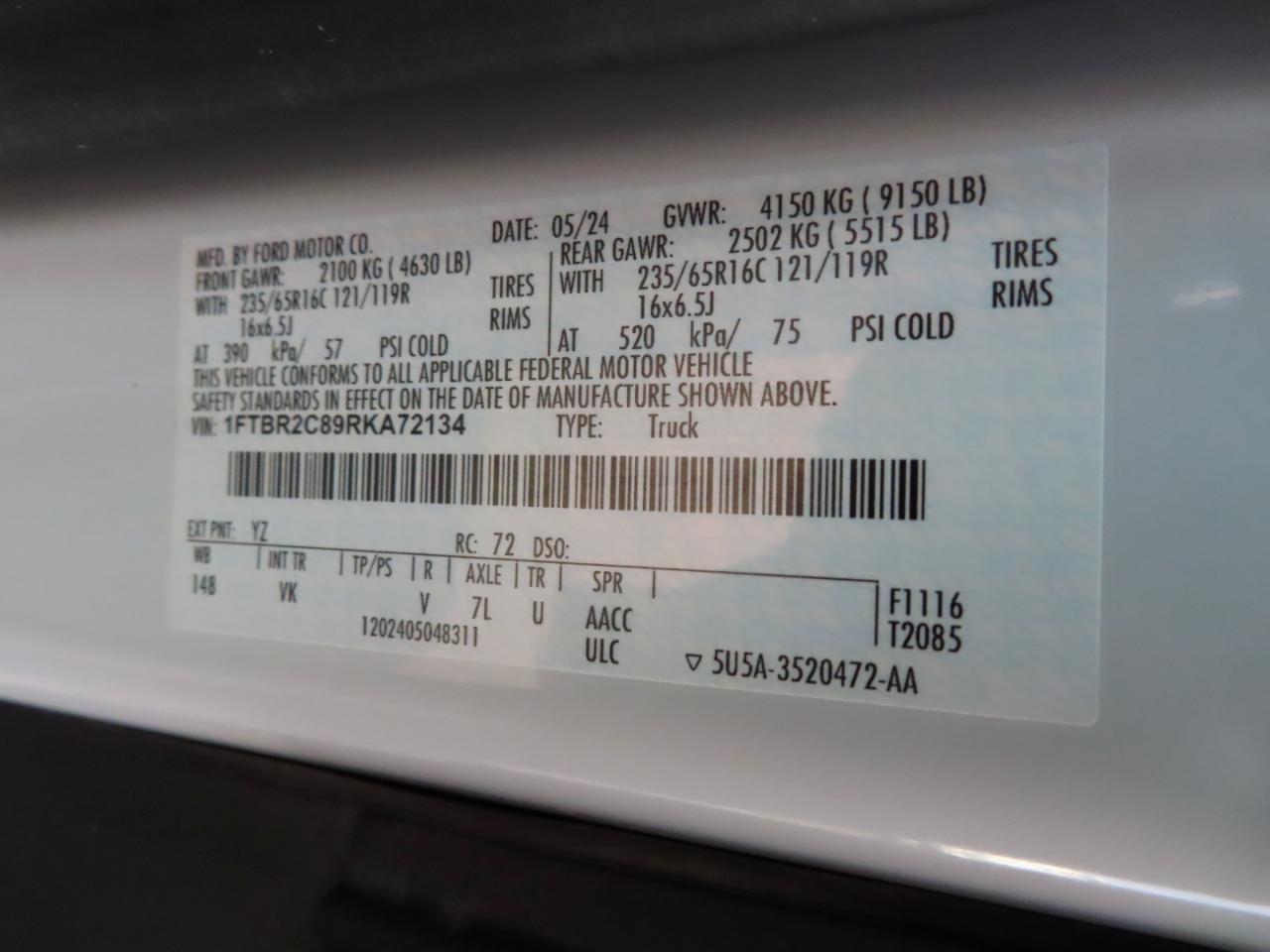 Ford Transit Cargo Van T-250 148" Med Rf 9070 GVWR AWD 2024