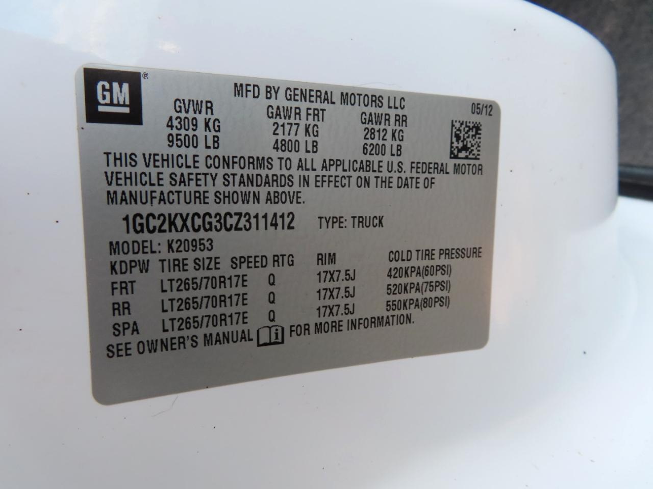 Chevrolet Silverado 2500HD 4WD Ext Cab 158.2" LT 2012